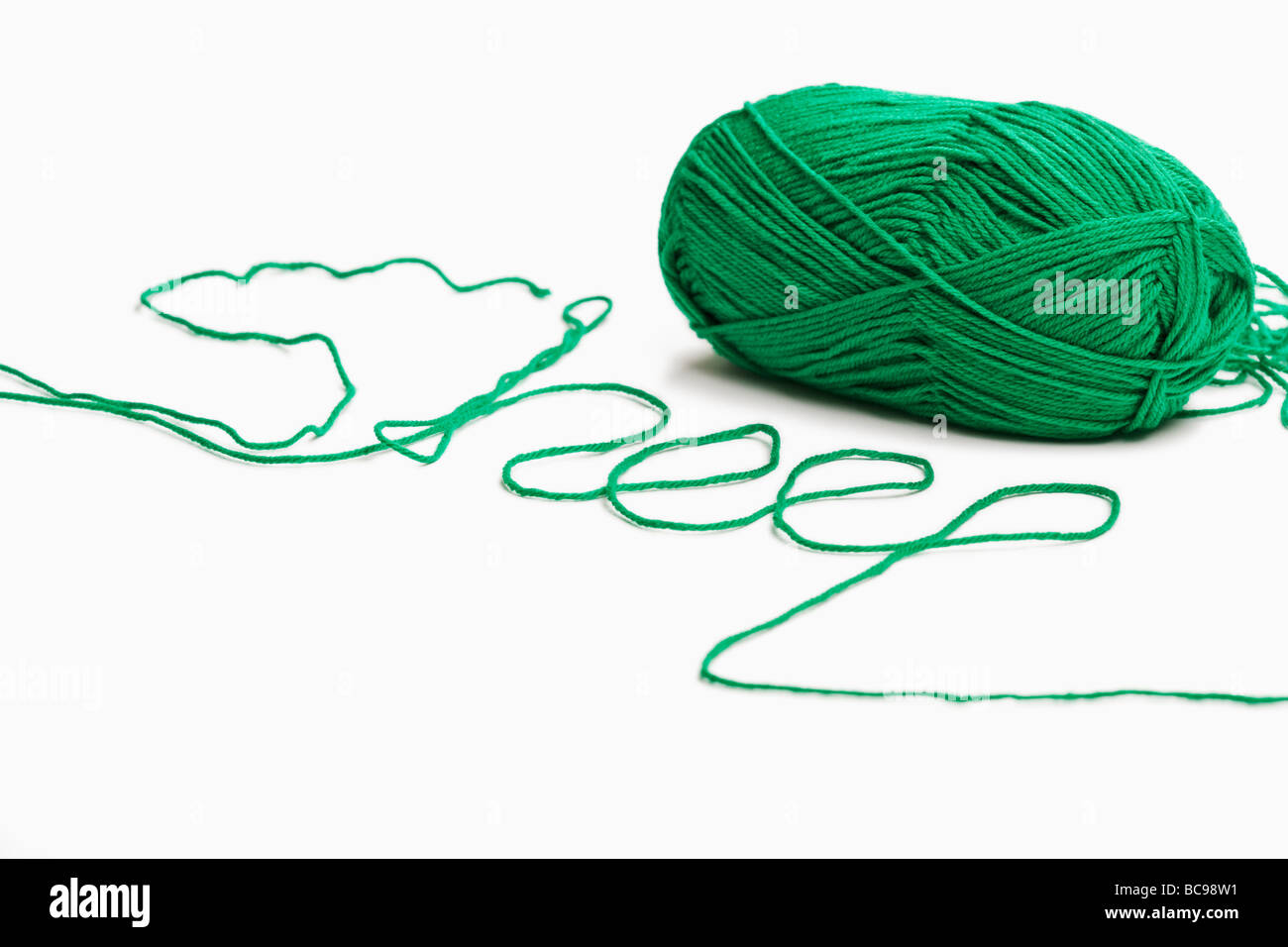 La lana verde l'ortografia della parola ovini Foto Stock