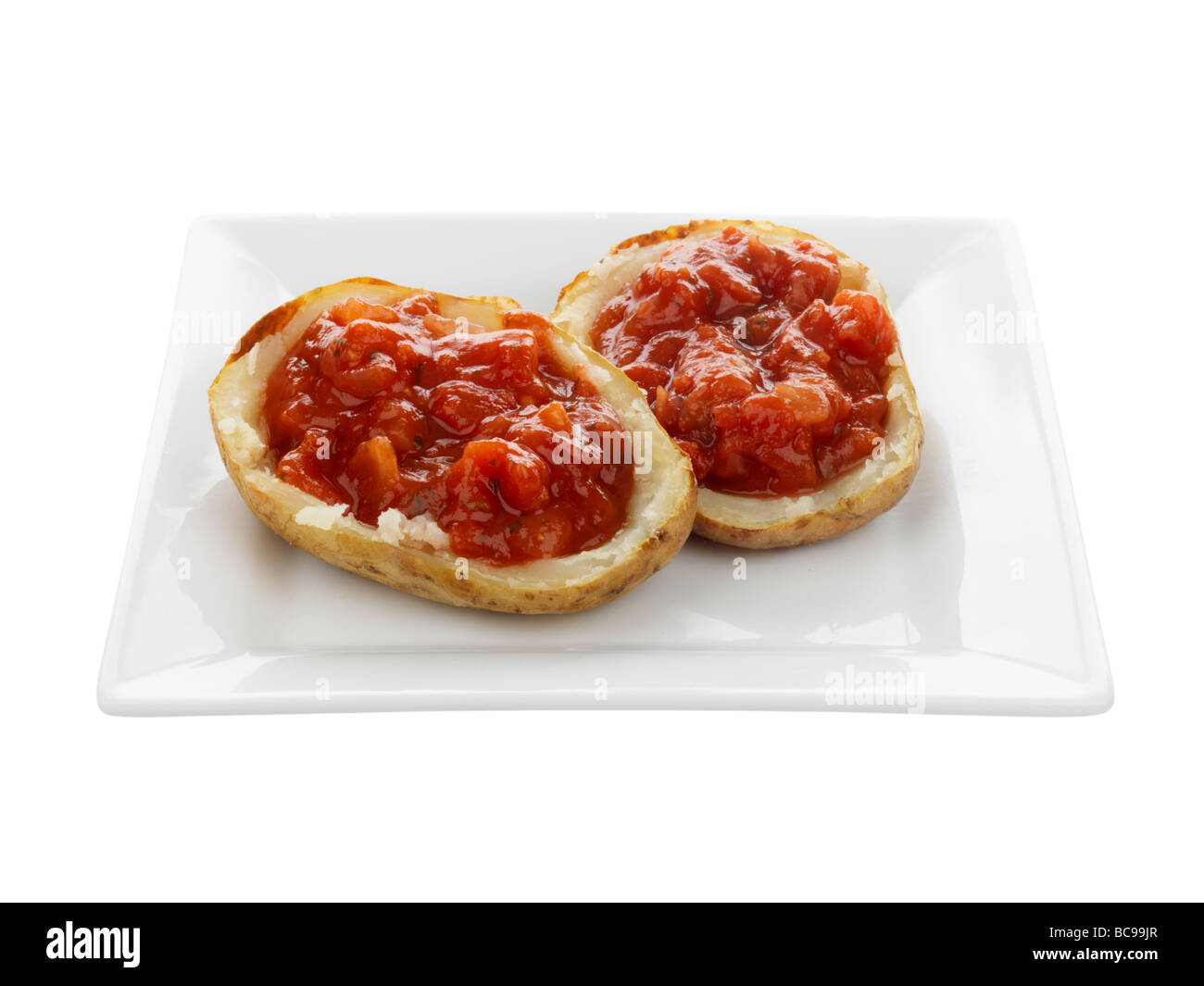 Bucce di patate con salsa di pomodoro Foto Stock