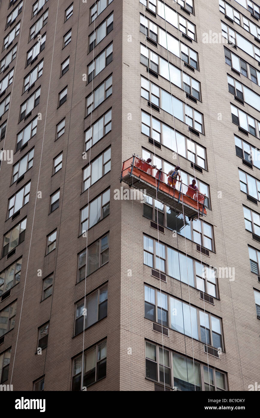 Detergenti per finestre in NYC Foto Stock