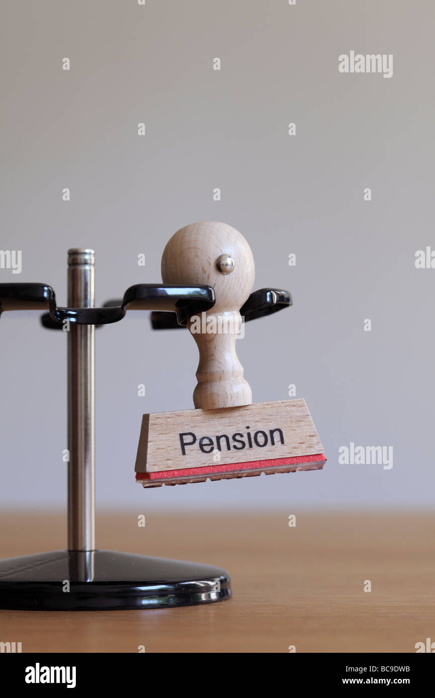 Timbro con iscrizione Pension Foto Stock