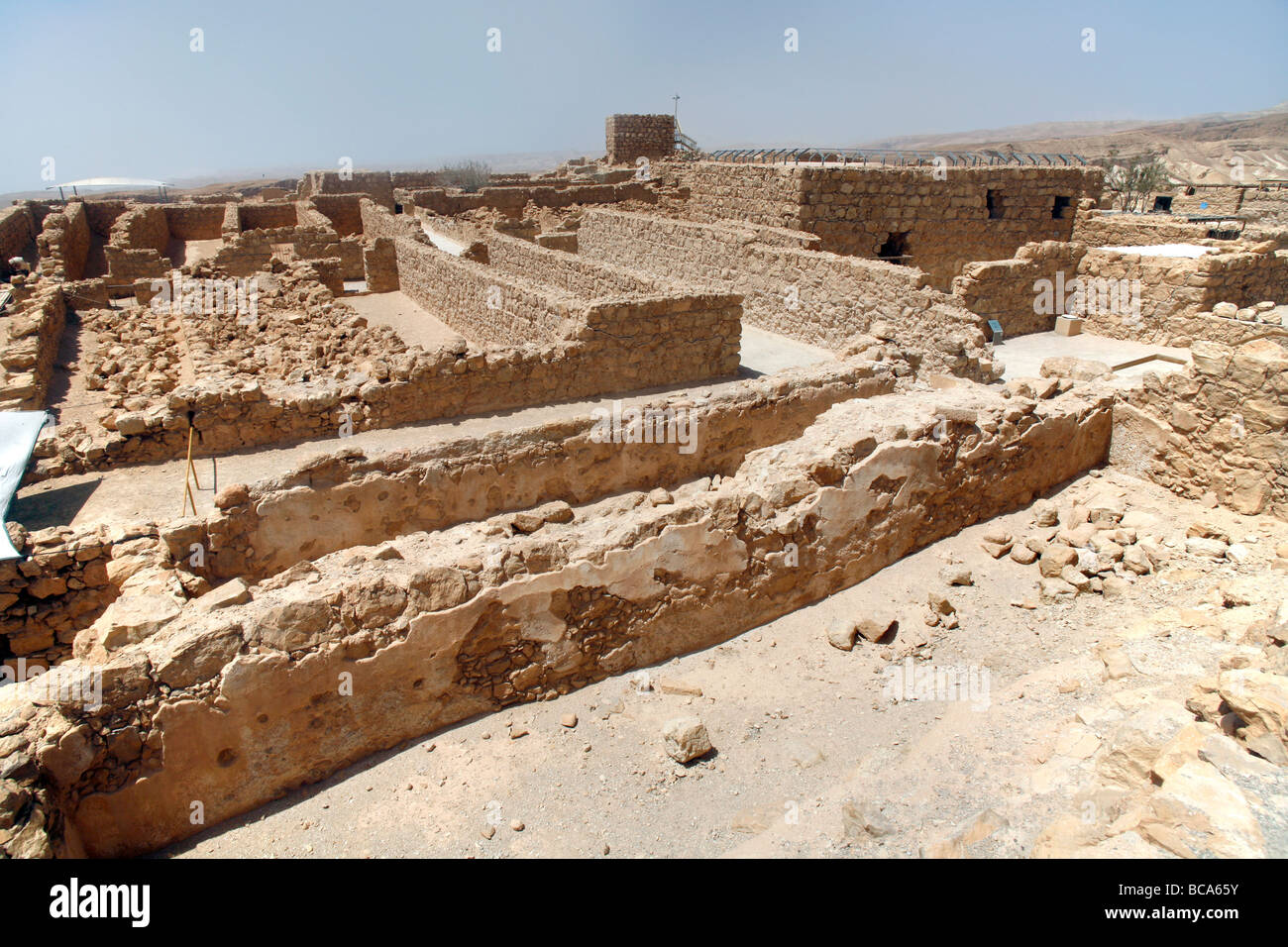 Un antico palazzo e fortificazione, Masada, Mar Morto, Israele Foto Stock