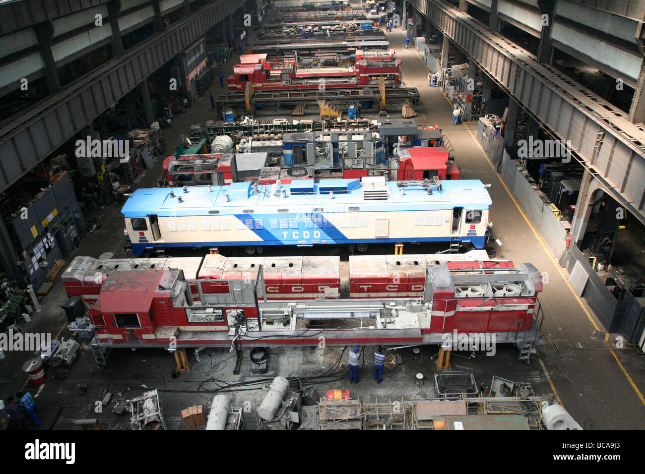 Locomotiva di fabbrica la linea di produzione a Eskisehir Turchia Foto Stock