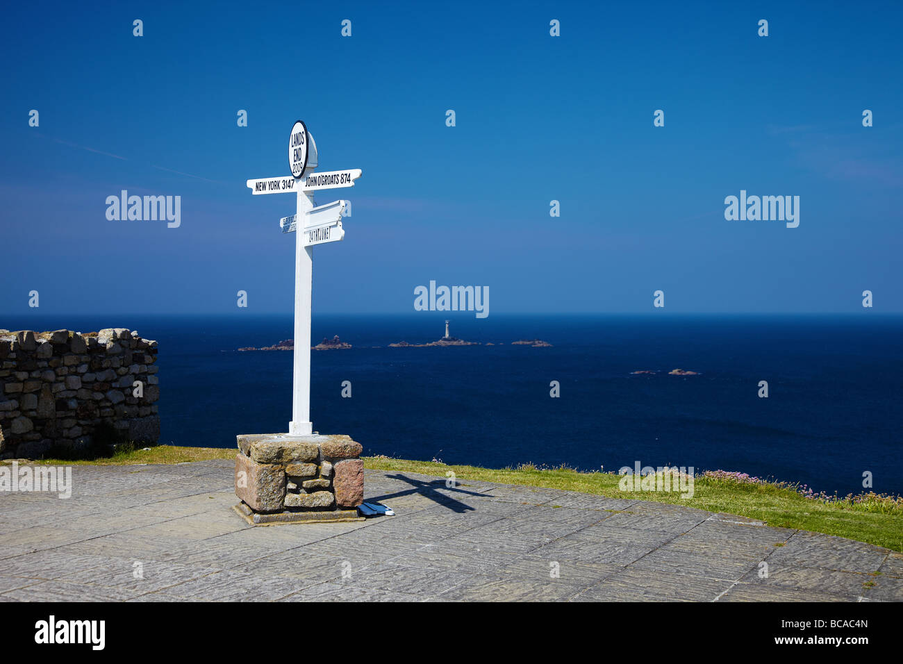 Lands End Signpost, Lands End, Cornwall, Regno Unito Foto Stock
