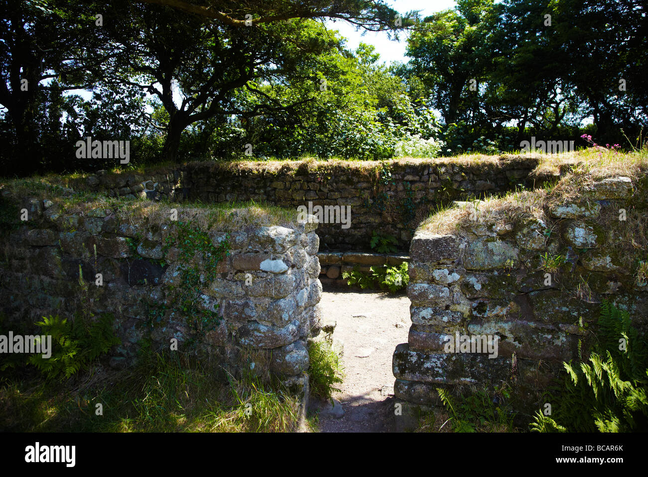 Boswarthen Cappella Celtic noto anche come Madron battistero, nei pressi del villaggio di Madron, Cornwall, Regno Unito Foto Stock