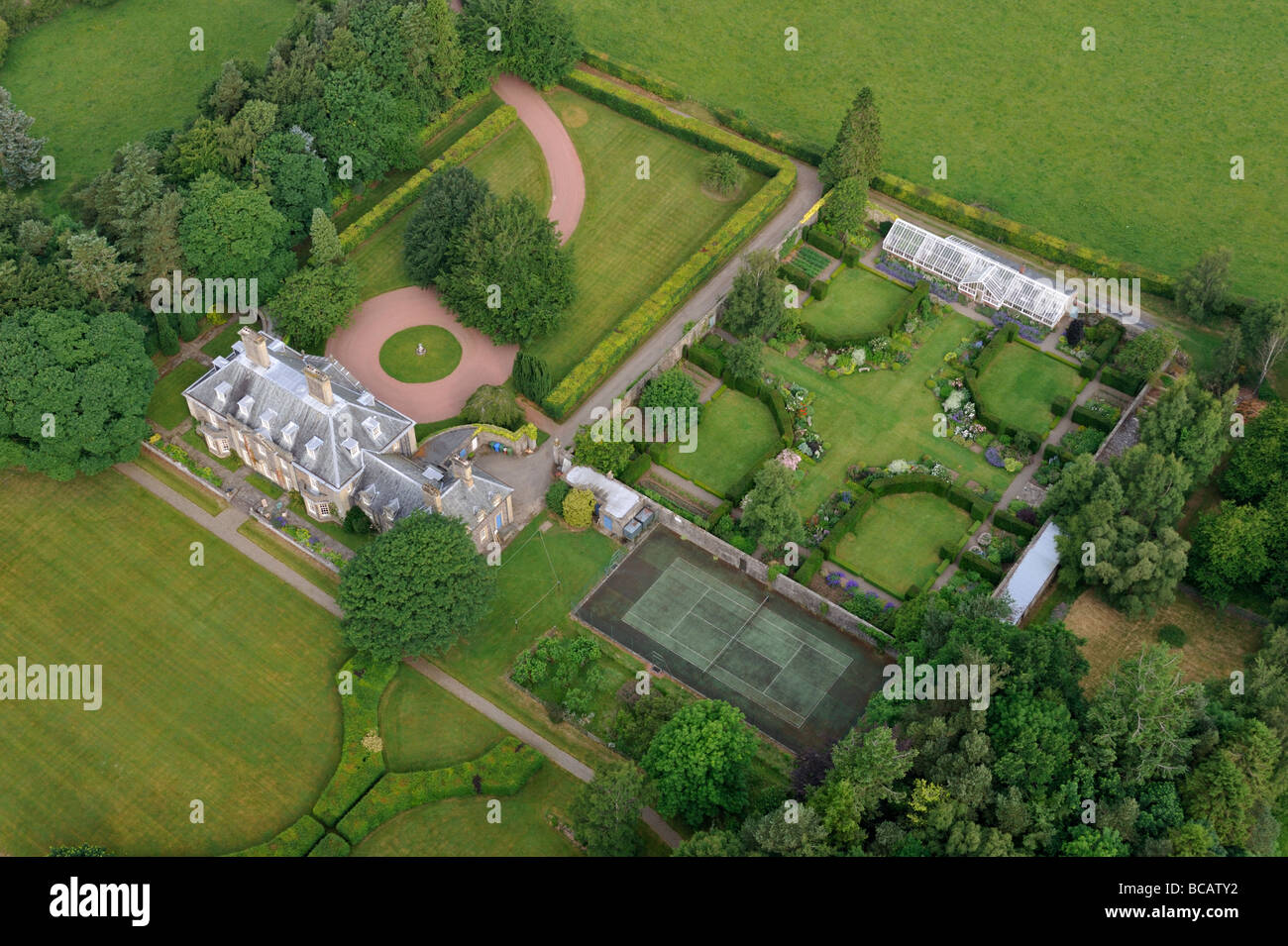 Veduta aerea della casa a Symington. South Lanarkshire, Scotland, Regno Unito, Europa. Foto Stock