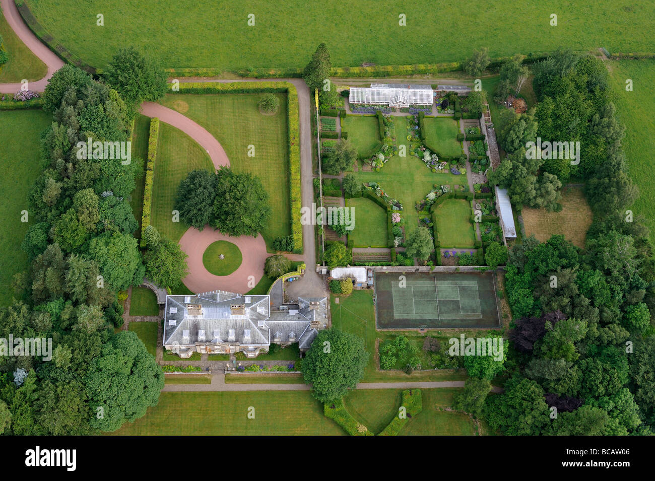 Veduta aerea della casa a Symington. South Lanarkshire, Scotland, Regno Unito, Europa. Foto Stock