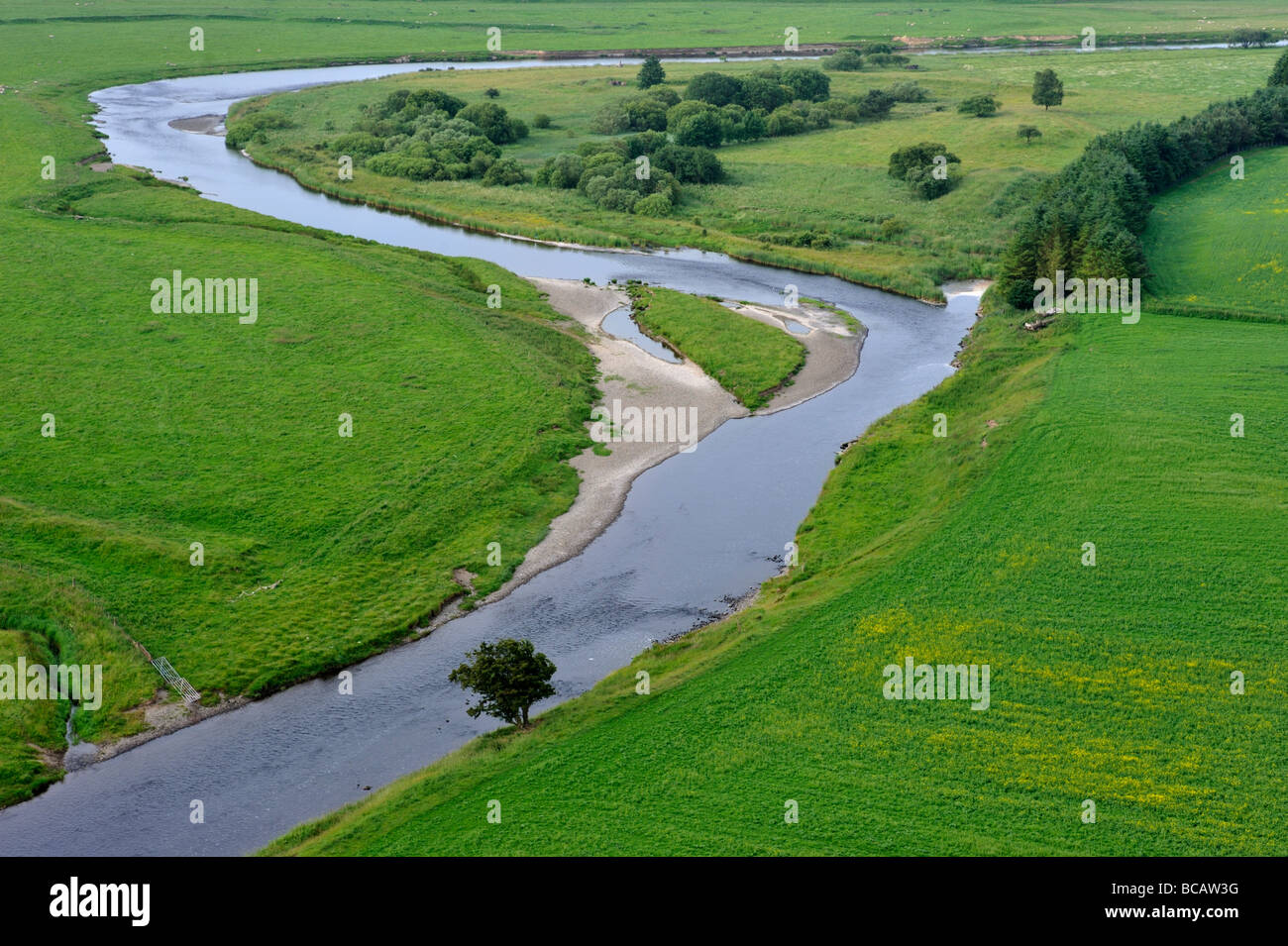 Vista aerea del fiume Clyde, vicino a Symington, South Lanarkshire, Scotland, Regno Unito, Europa. Foto Stock