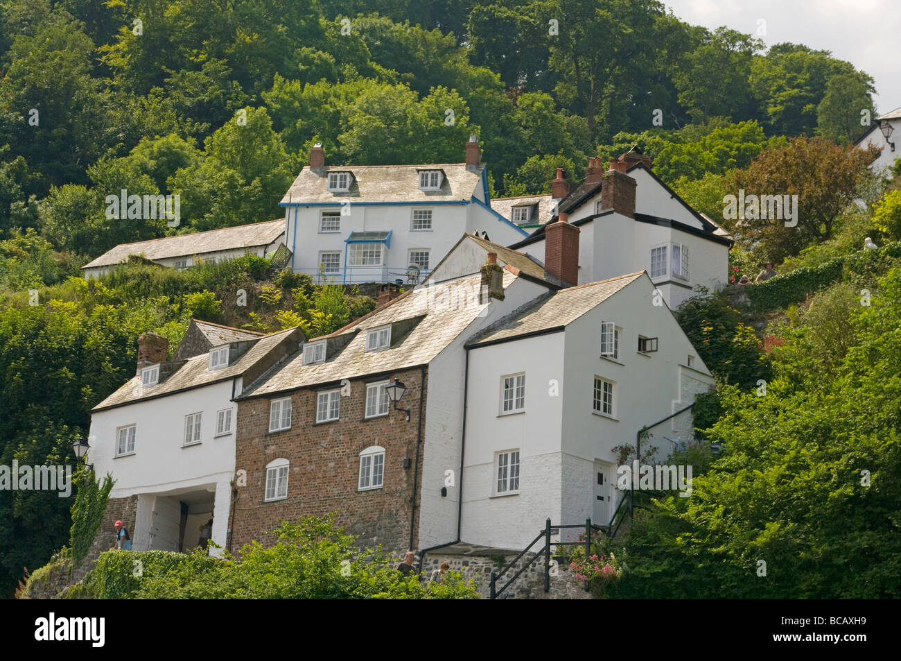 Cottage sulla collina Clovelly North Devon England Foto Stock