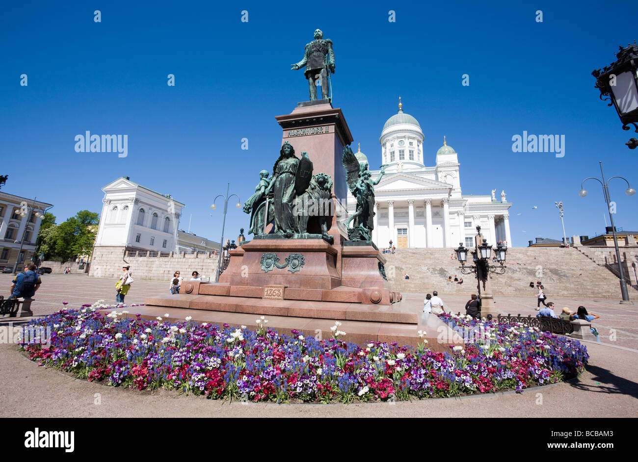 Statua di Alessandro II in Senaatintori Piazza del Senato a Helsinki Finlandia Foto Stock