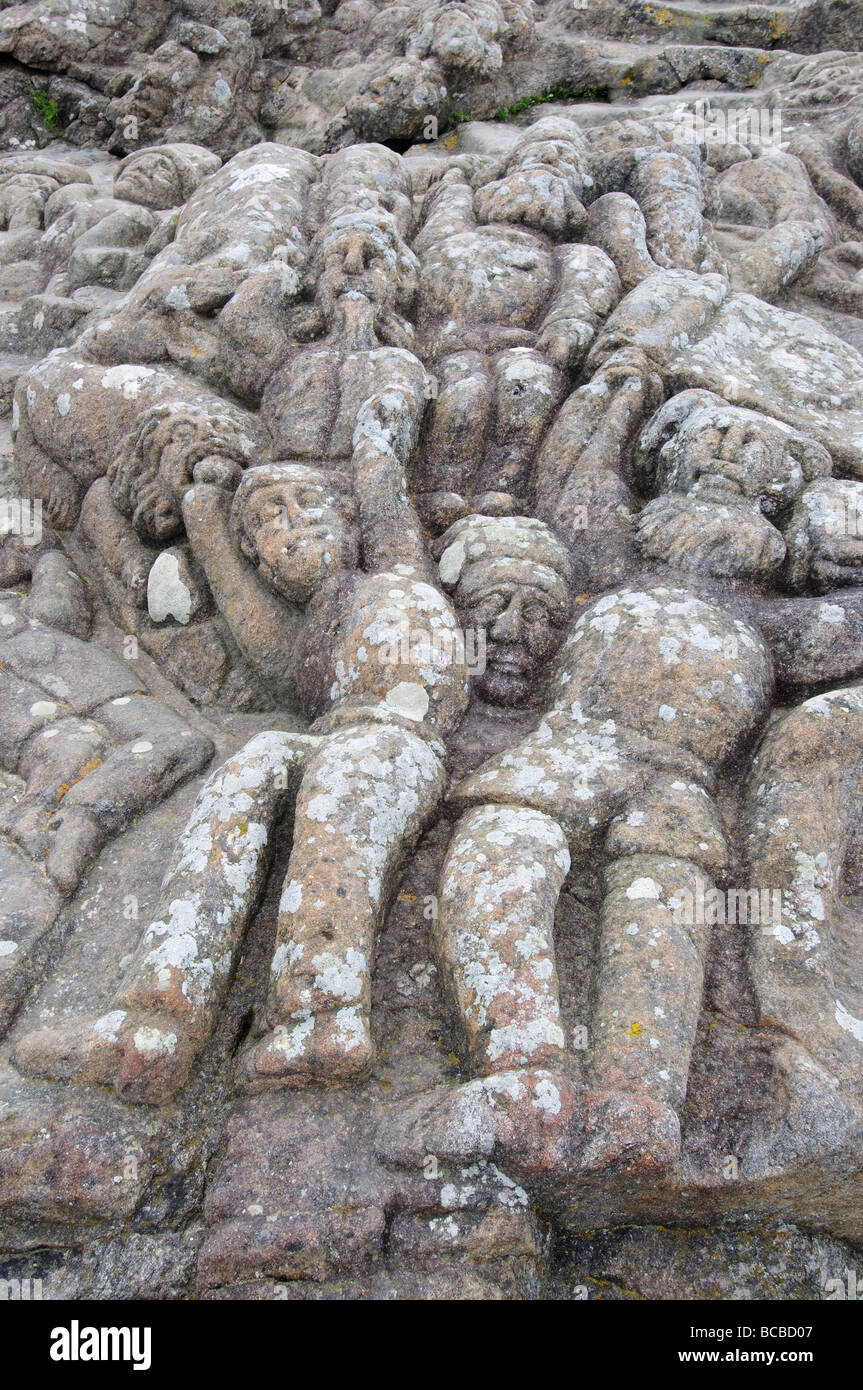 Rocce scolpite a rothéneuf vicino a St Malo Foto Stock