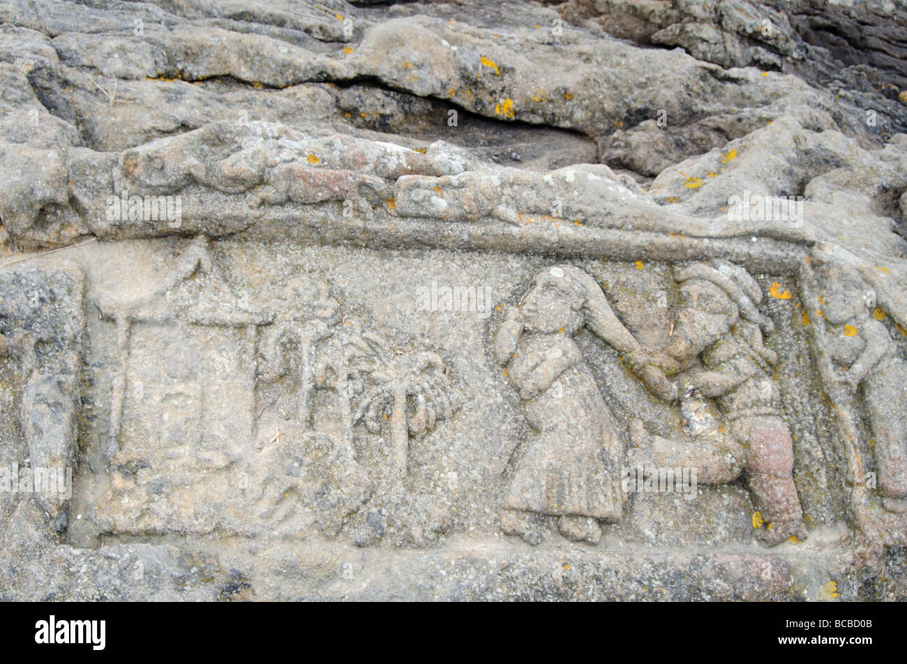 Rocce scolpite a rothéneuf vicino a St Malo Foto Stock