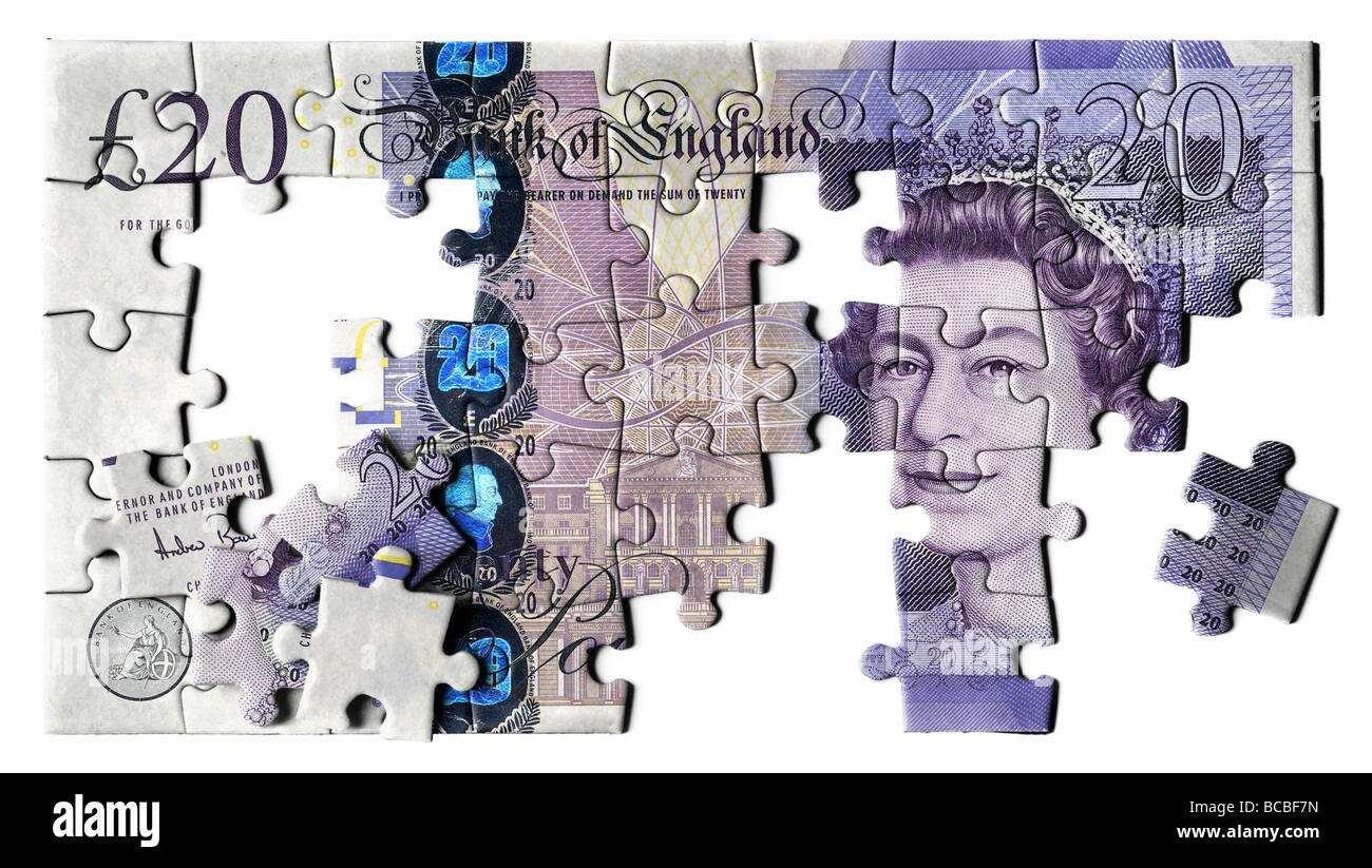 Rappresentazione fotografica da MEESON di un puzzle di 20 GBP bank nota Foto Stock