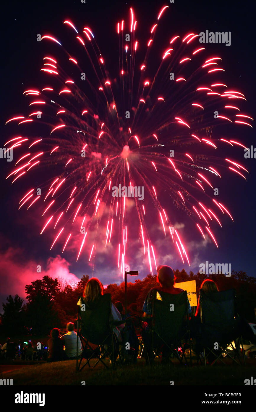 Quarto di luglio Fireworks display Foto Stock