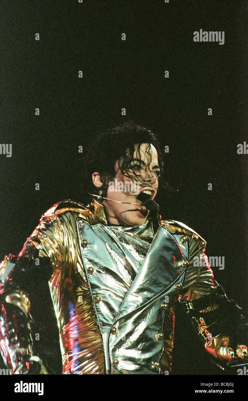 Michael Jackson visto qui il palcoscenico di Sheffield, 10 Luglio 1997 Foto Stock