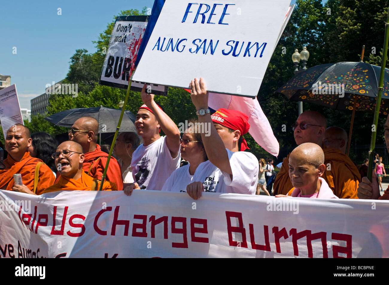 Manifestanti birmani in Washington DC Foto Stock
