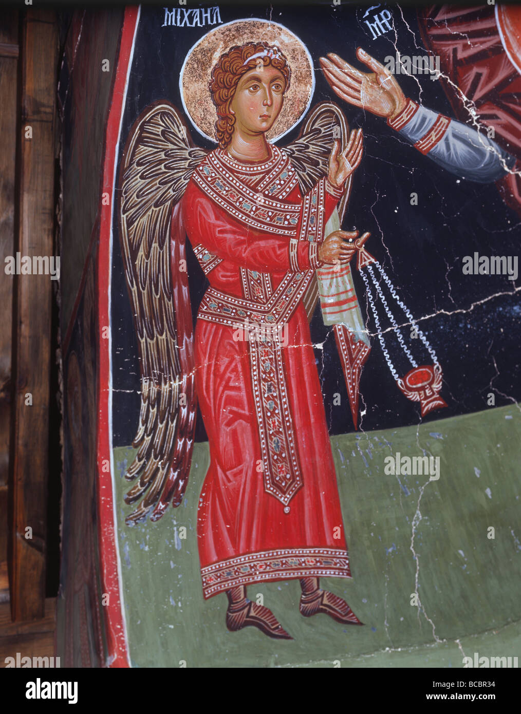 Michele arcangelo chiesa di Santa Croce Platanistasa Cipro Foto Stock