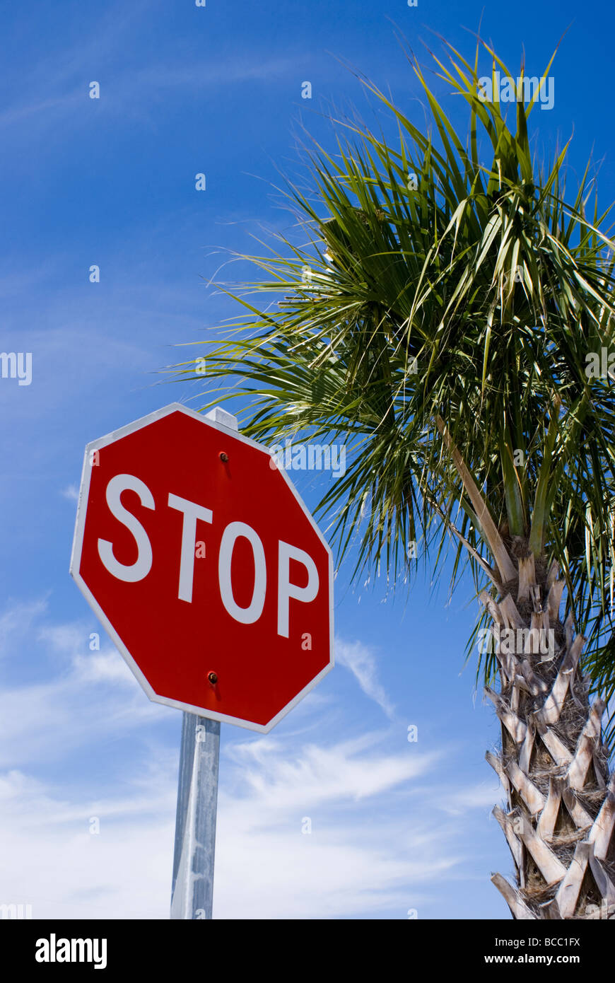 Segno di stop in Tv Beach, Florida Foto Stock