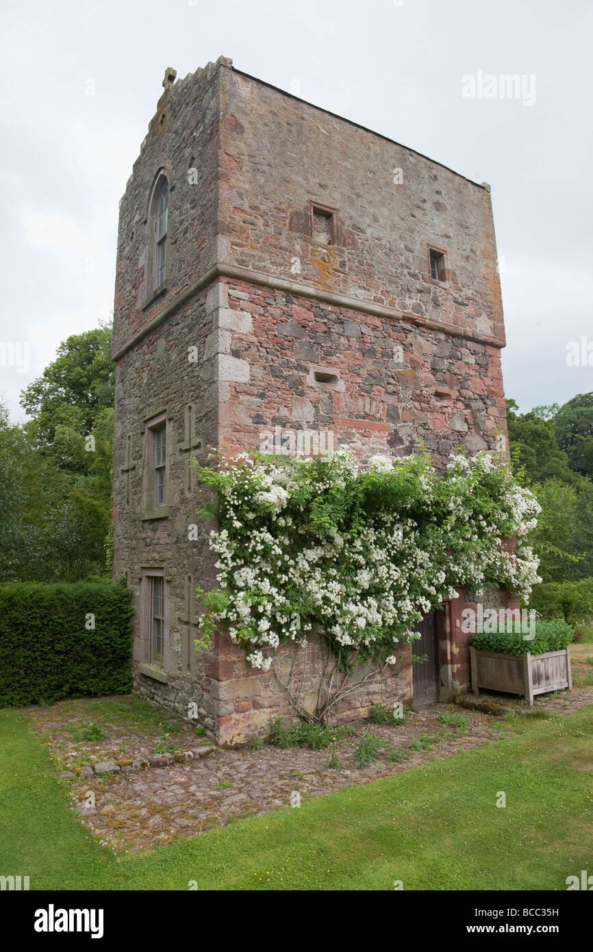 Corbet Tower, casa fortificata, Morebattle (ampia angolazione) Foto Stock