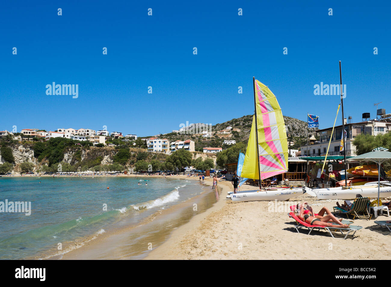 Almyrida Beach, Provincia di Chania, Creta, Grecia Foto Stock