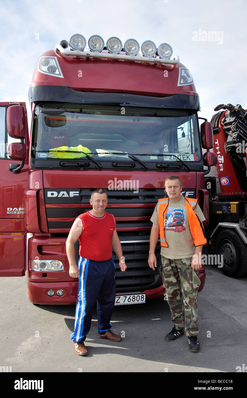 Il polacco long-haul truck driver, Strandkaien, Stavanger, Rogaland, Norvegia Foto Stock