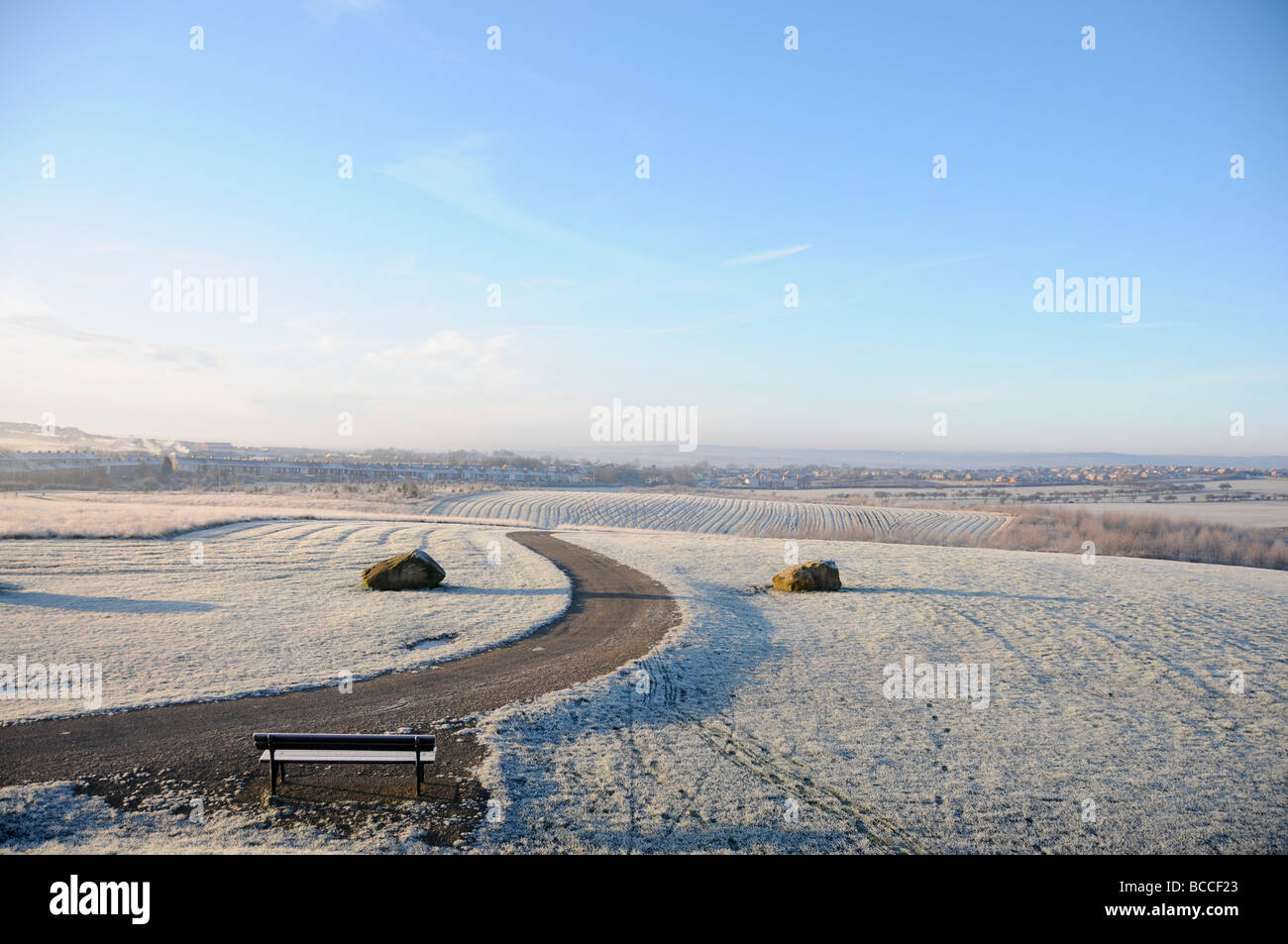 Gelo invernale scena, Sunderland Regno Unito Foto Stock