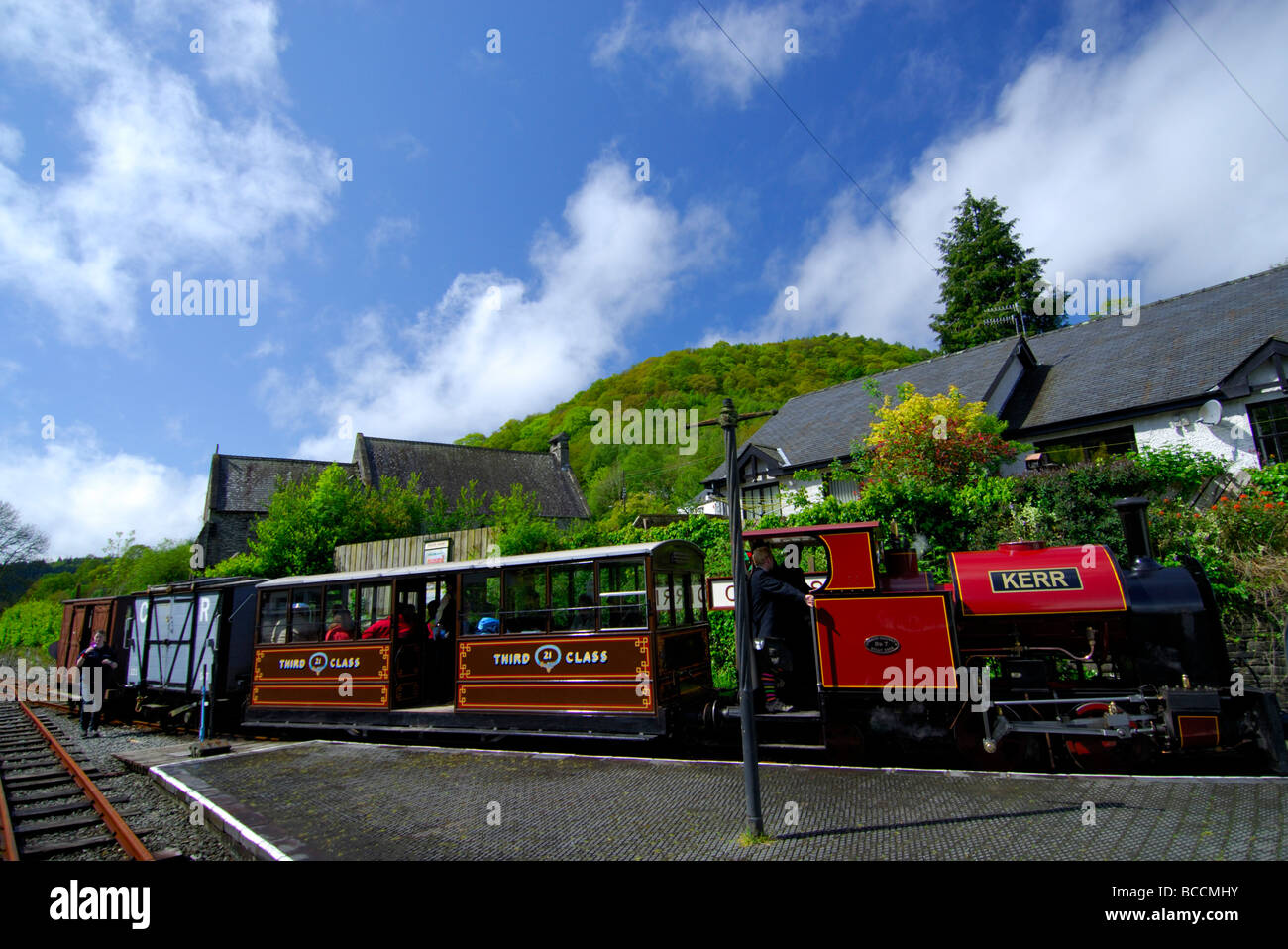 Treno a vapore il motore Corris Gwynedd North Wales UK Foto Stock