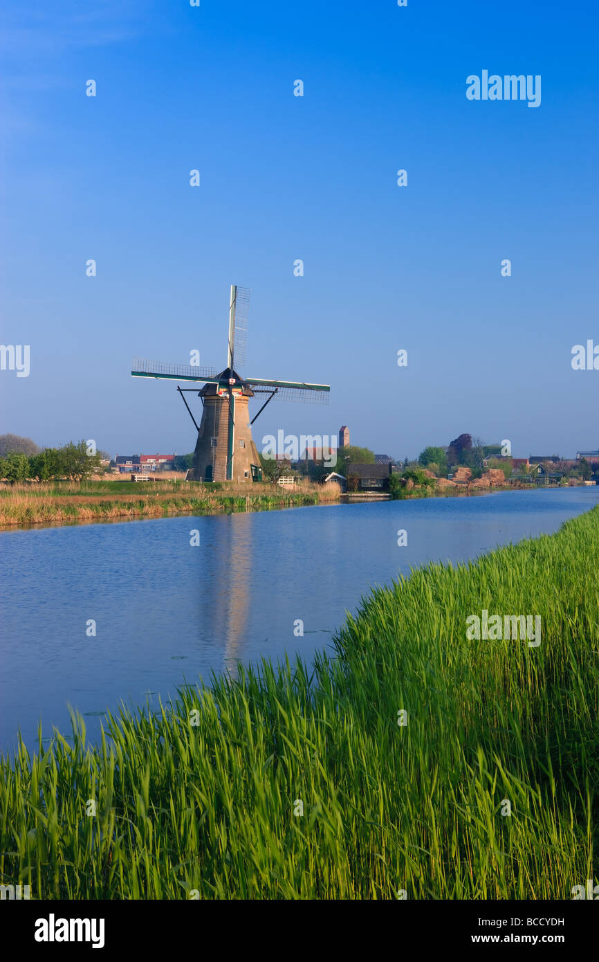 Mulini a vento a Kinderdijk, Paesi Bassi Foto Stock