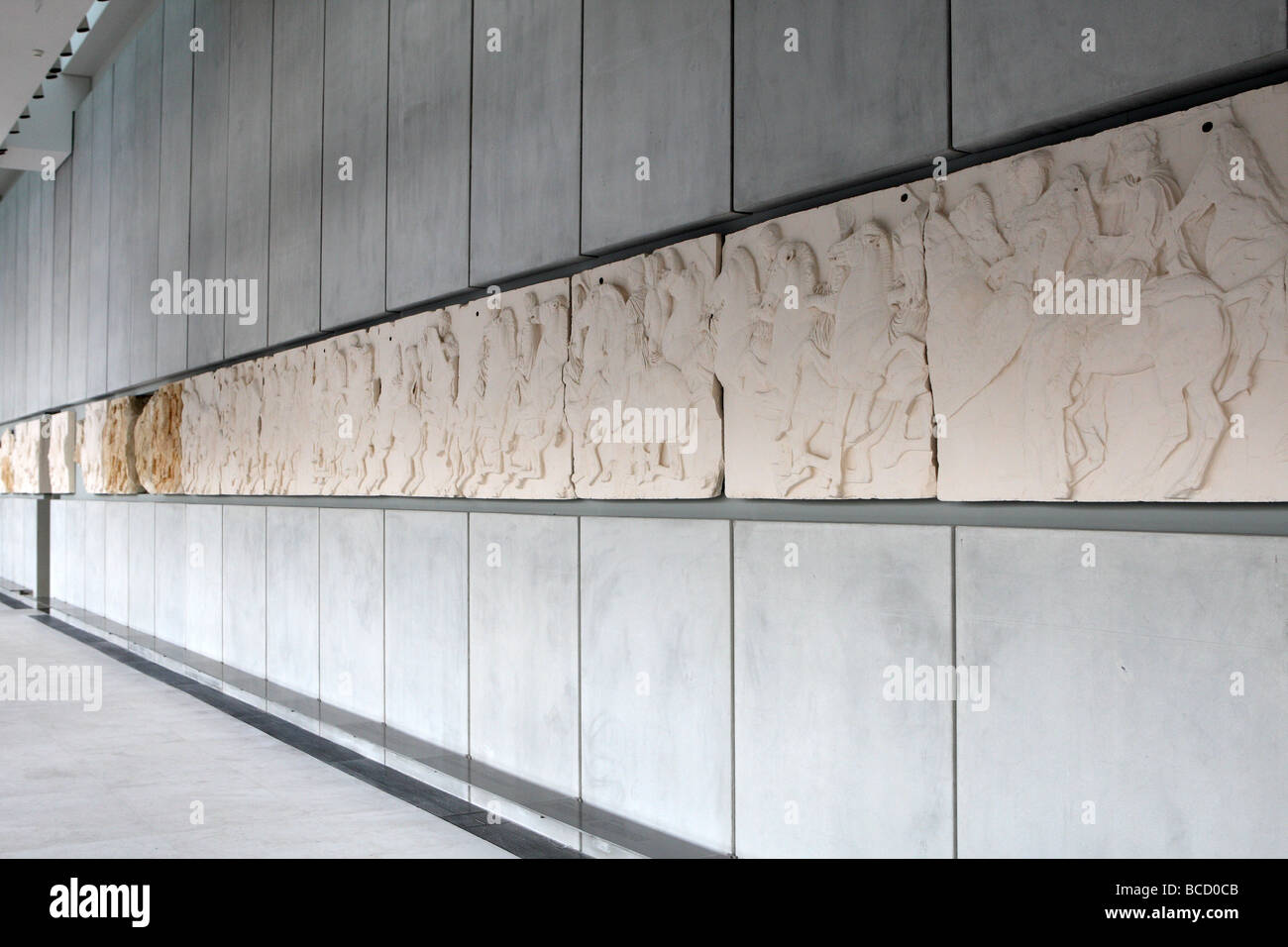 La Marmi mancanti nel nuovo museo dell'Acropoli di Atene in Grecia Foto Stock