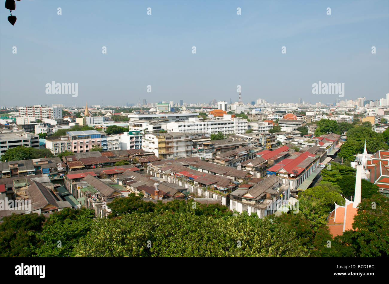 Vista di Bangkok da Wat Saket la Golden Mount temple Foto Stock