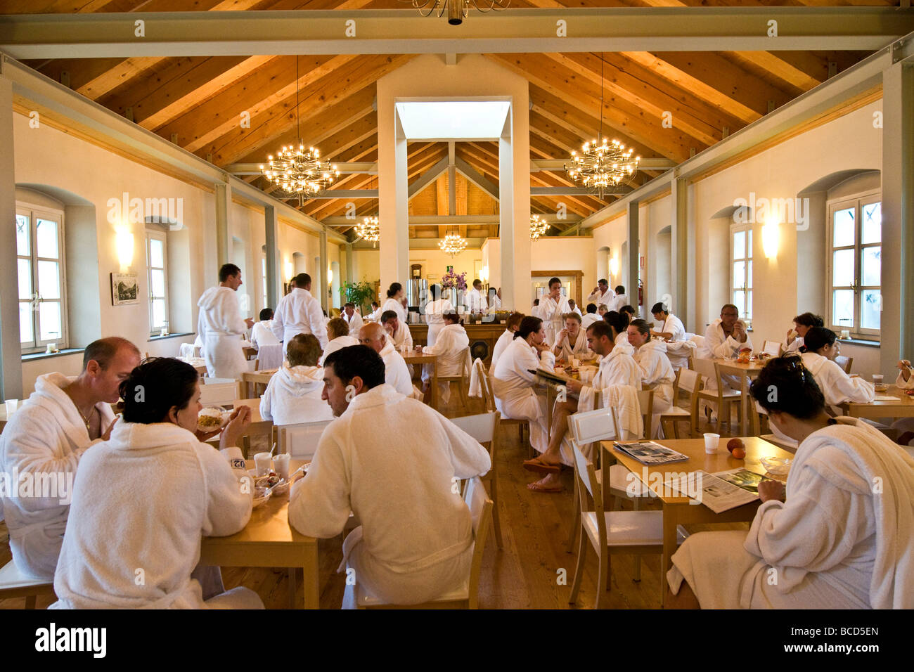 Sala da pranzo Pré Saint Didier Spa Aosta Italia Foto Stock