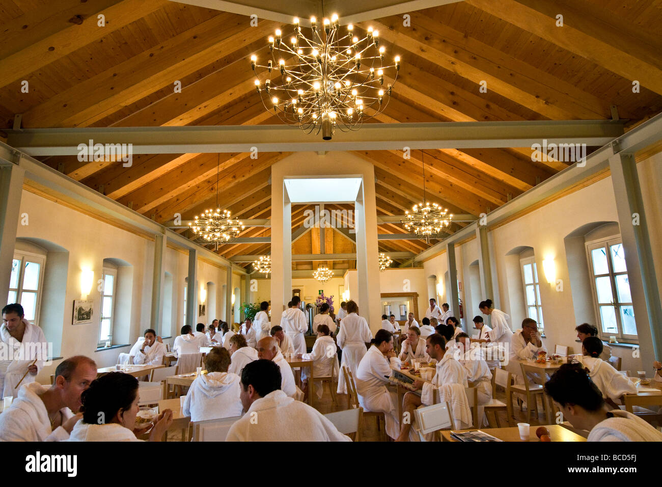 Sala da pranzo Pré Saint Didier Spa Aosta Italia Foto Stock