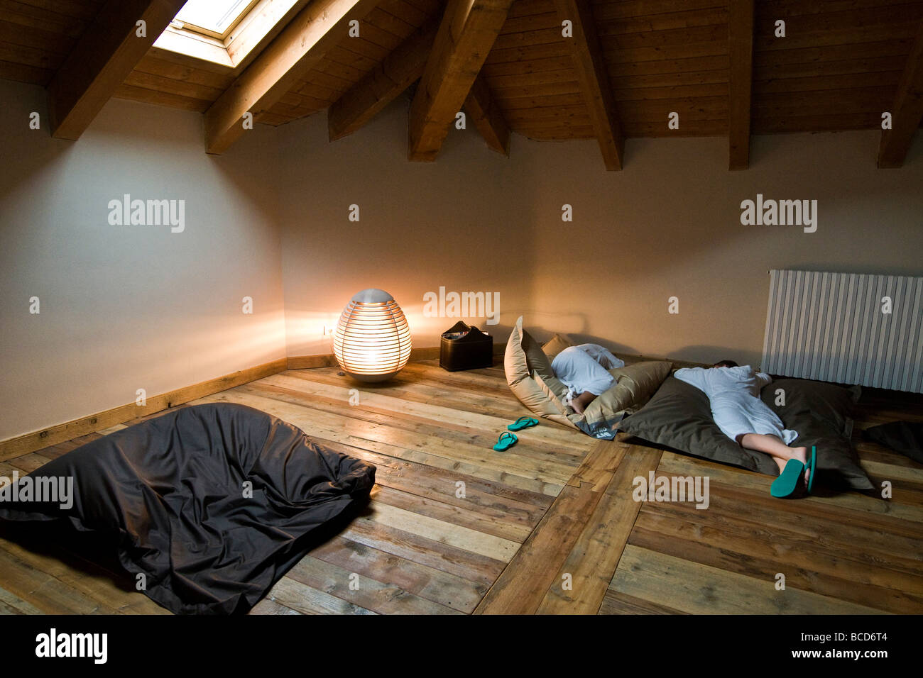 Sala relax Pré Saint Didier Spa Aosta Italia Foto Stock