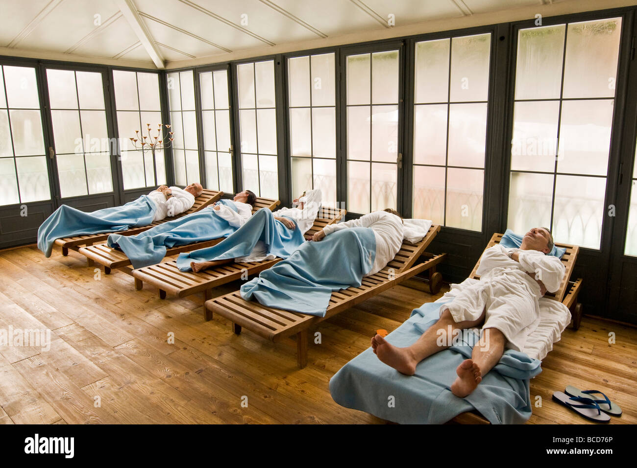 Sala relax Pré Saint Didier Spa Aosta Italia Foto Stock