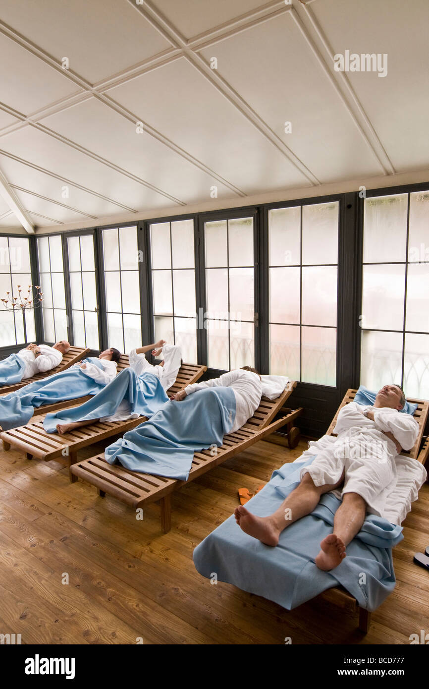Sala relax Pré Saint Didier Spa Aosta Italia Foto Stock