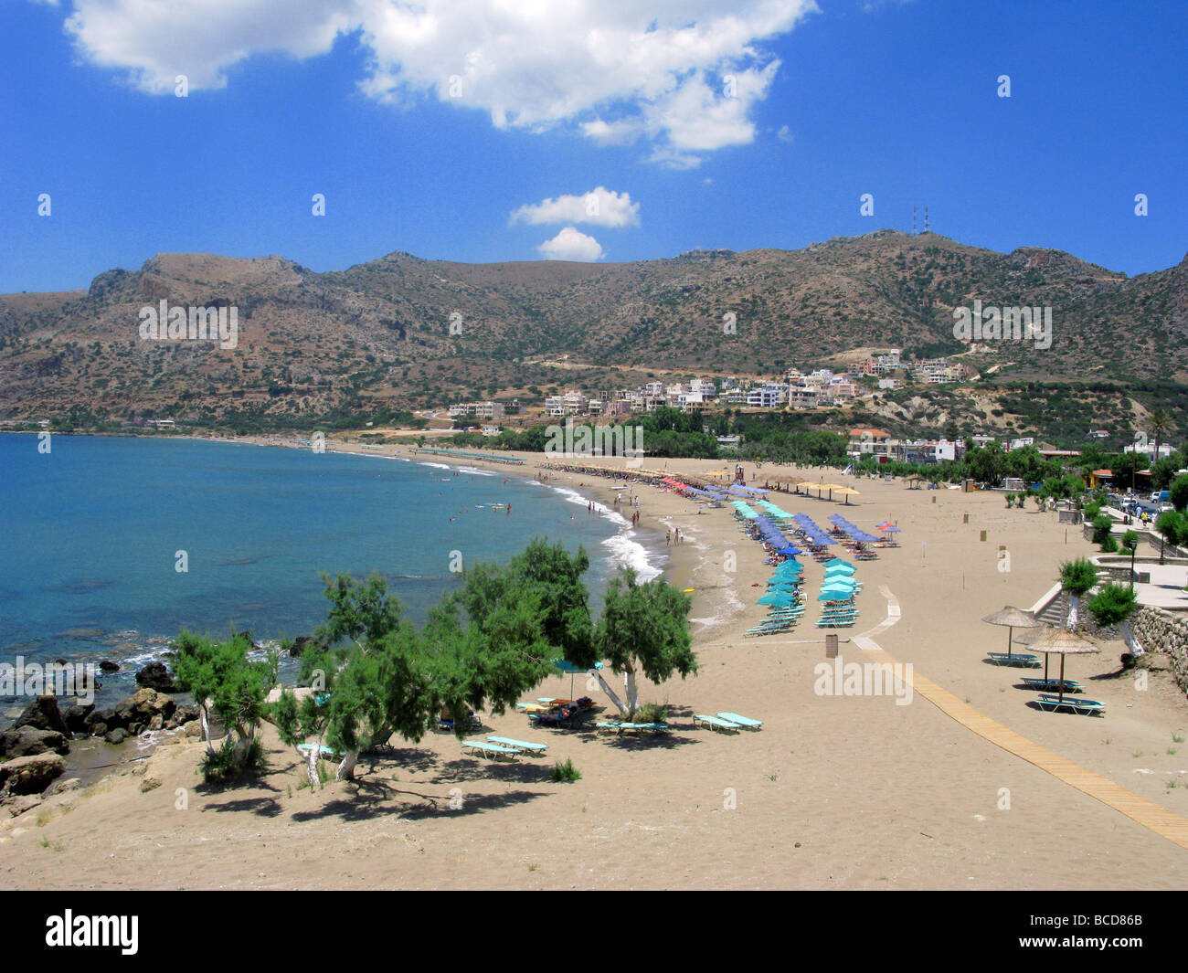 La spiaggia sabbiosa di Pahia Ammos Paleochora Sud Creta Grecia Foto Stock