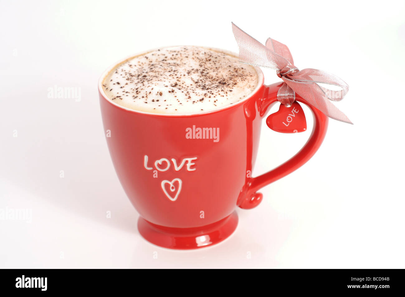 Caffè con spolverata di cacao schiuma Foto Stock