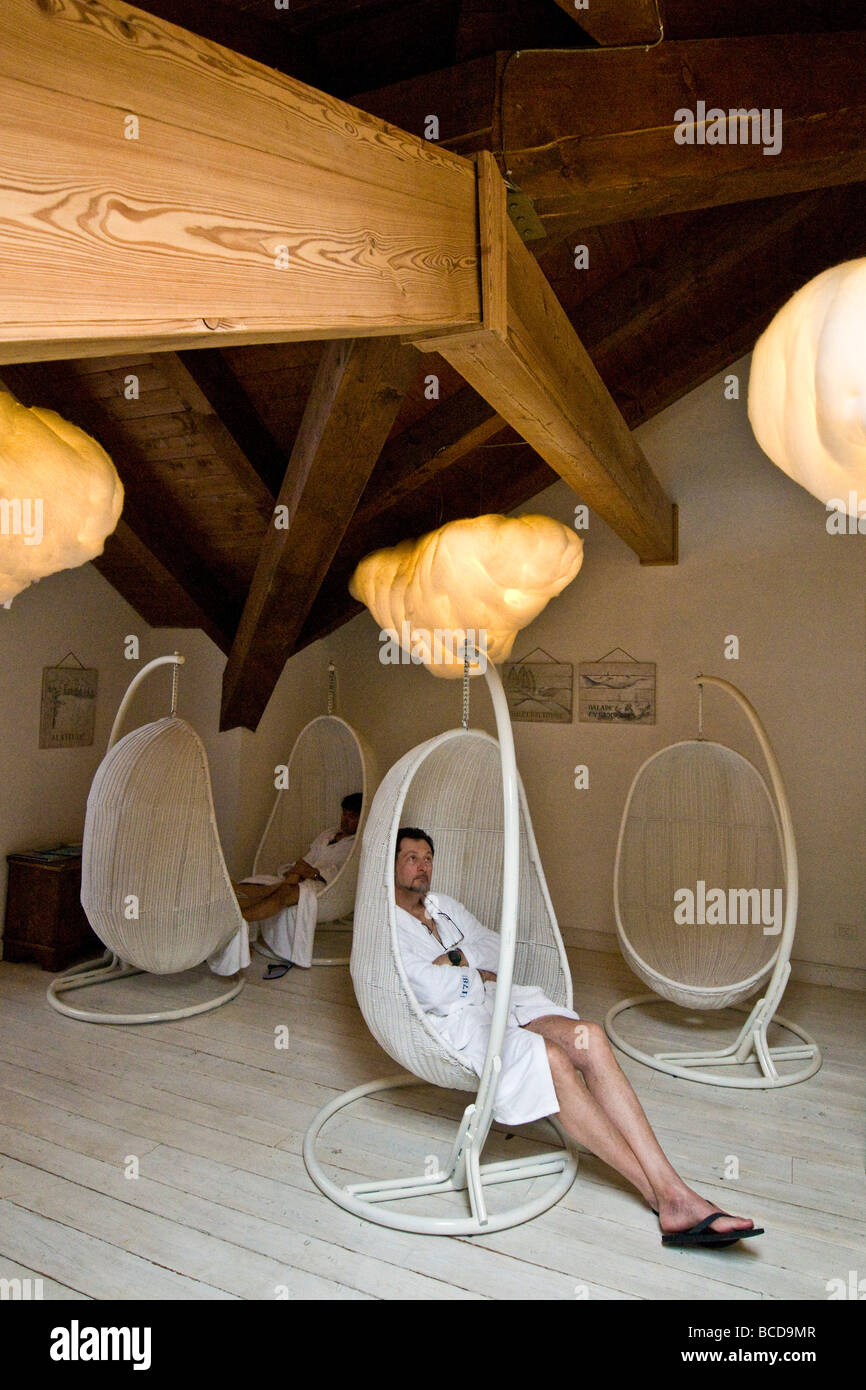 Sala relax Pré Saint Didier Spa Aosta Italia Foto Stock