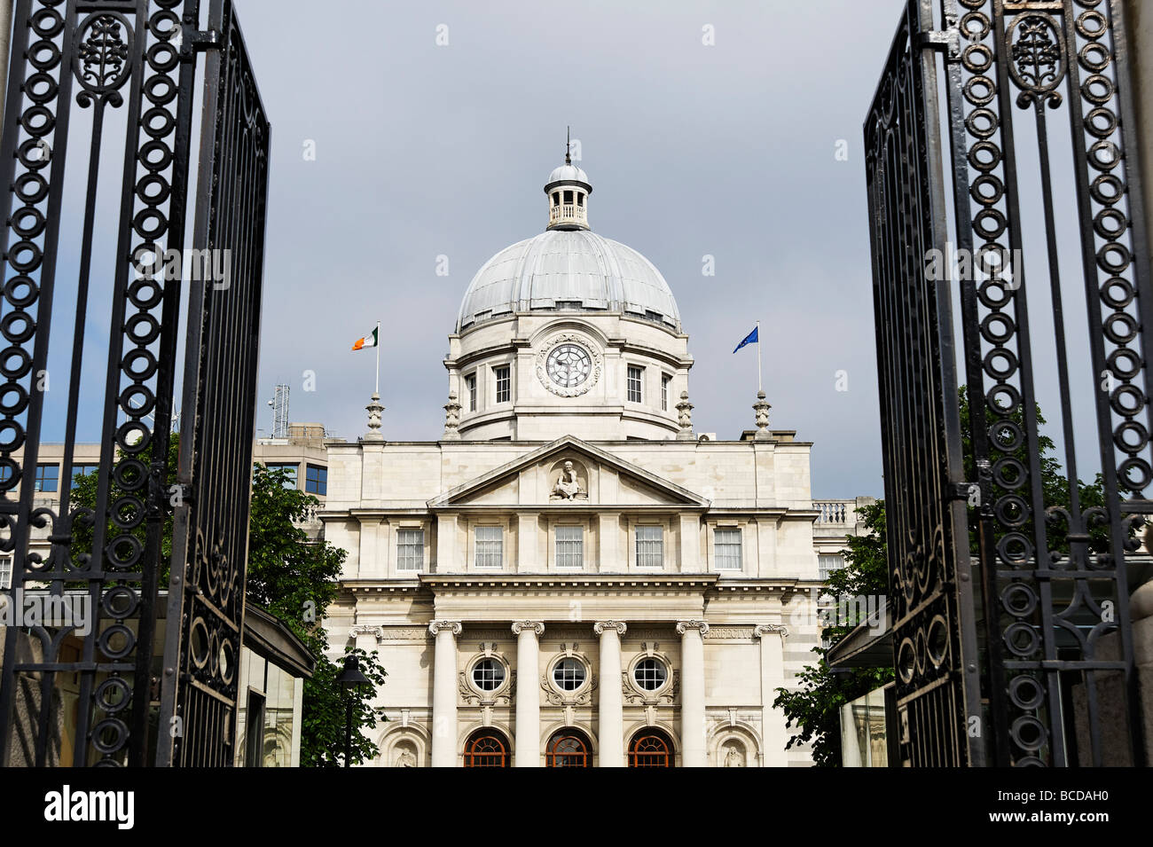 Leinster House edificio che è la sede del parlamento irlandese a Dublino Repubblica di Irlanda Foto Stock