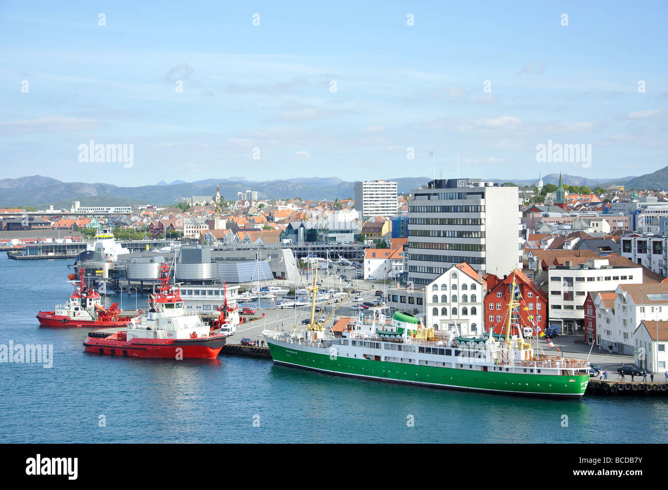 Città e vista sul porto, Stavanger, Rogaland, Norvegia Foto Stock
