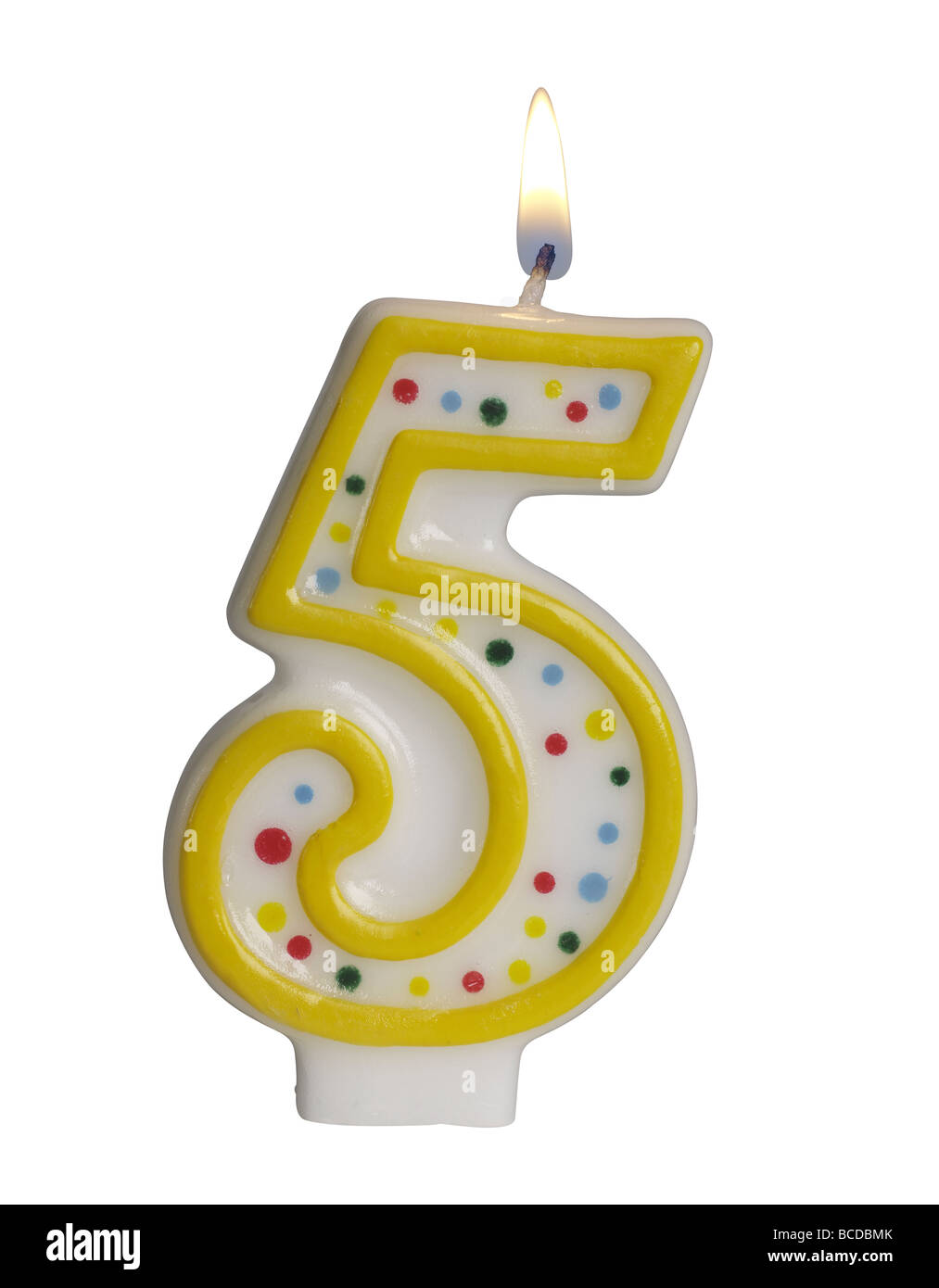 Numero 5 candela di compleanno Foto Stock