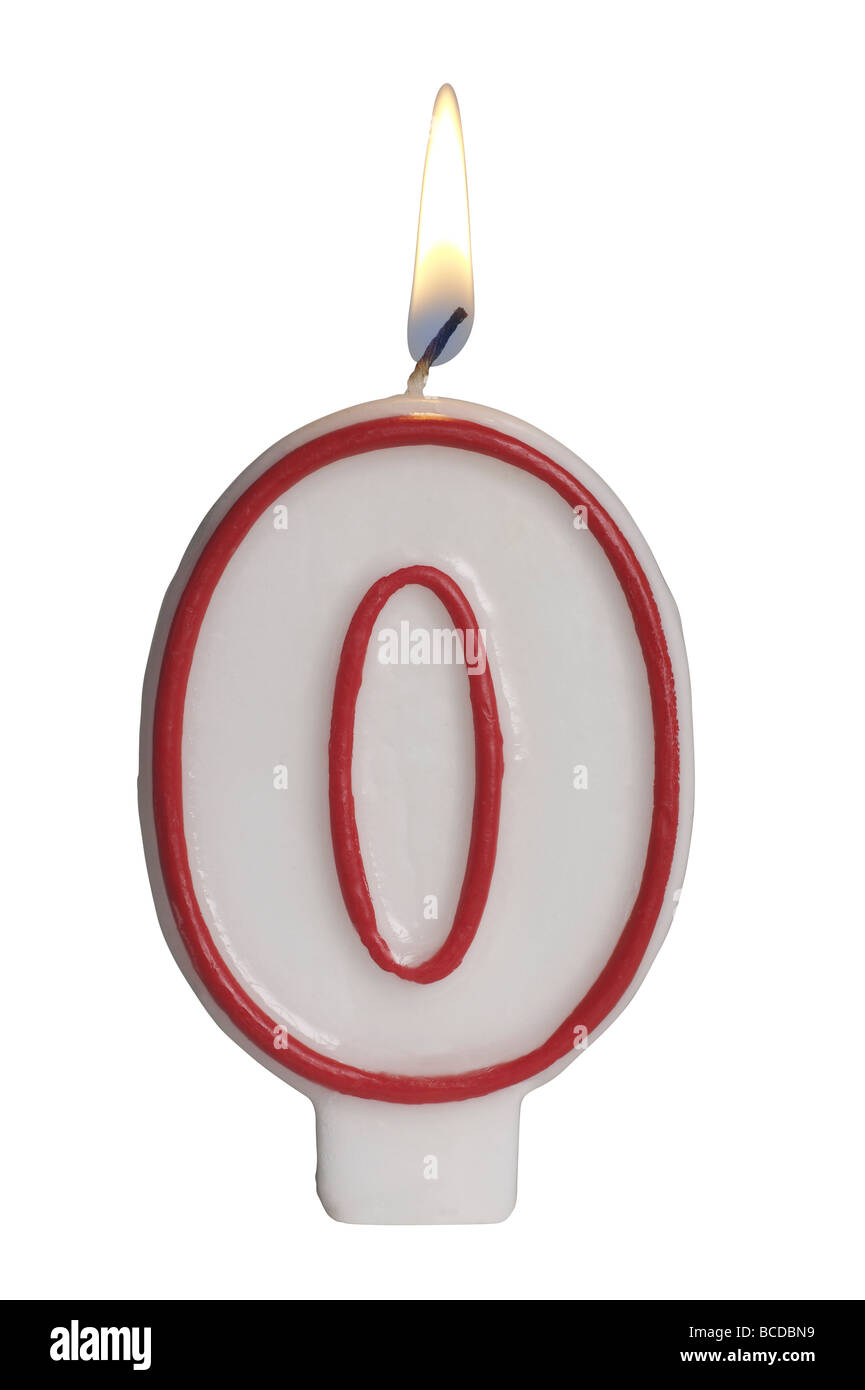 Numero 0 candela di compleanno Foto Stock