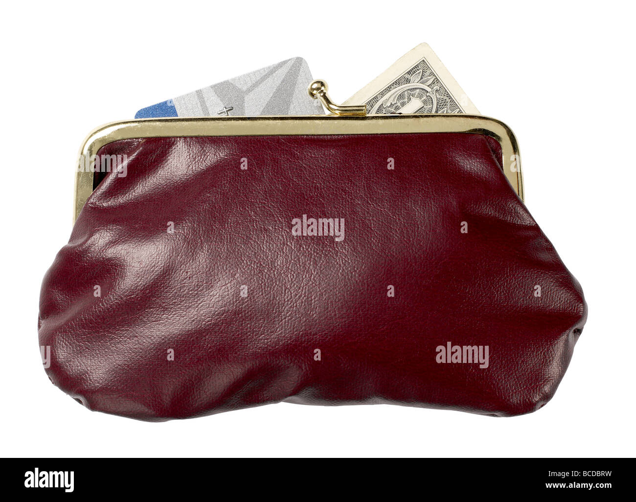 La Borgogna portafoglio in pelle denaro carta di credito dollar vista in elevazione Foto Stock