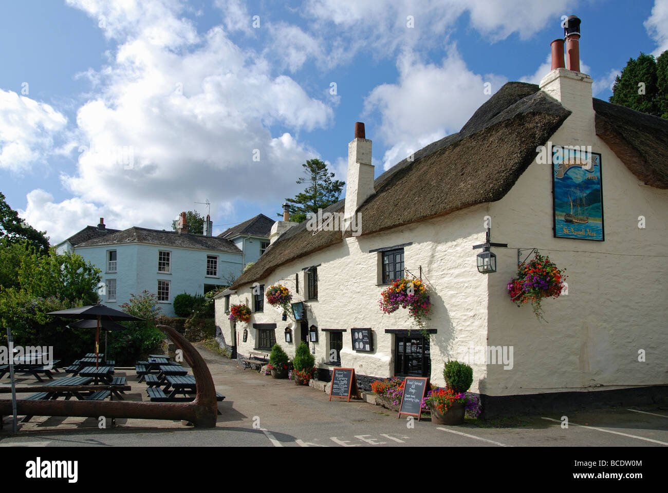 La storica "pandora inn' a restronguet vicino a Falmouth in Cornovaglia,uk Foto Stock