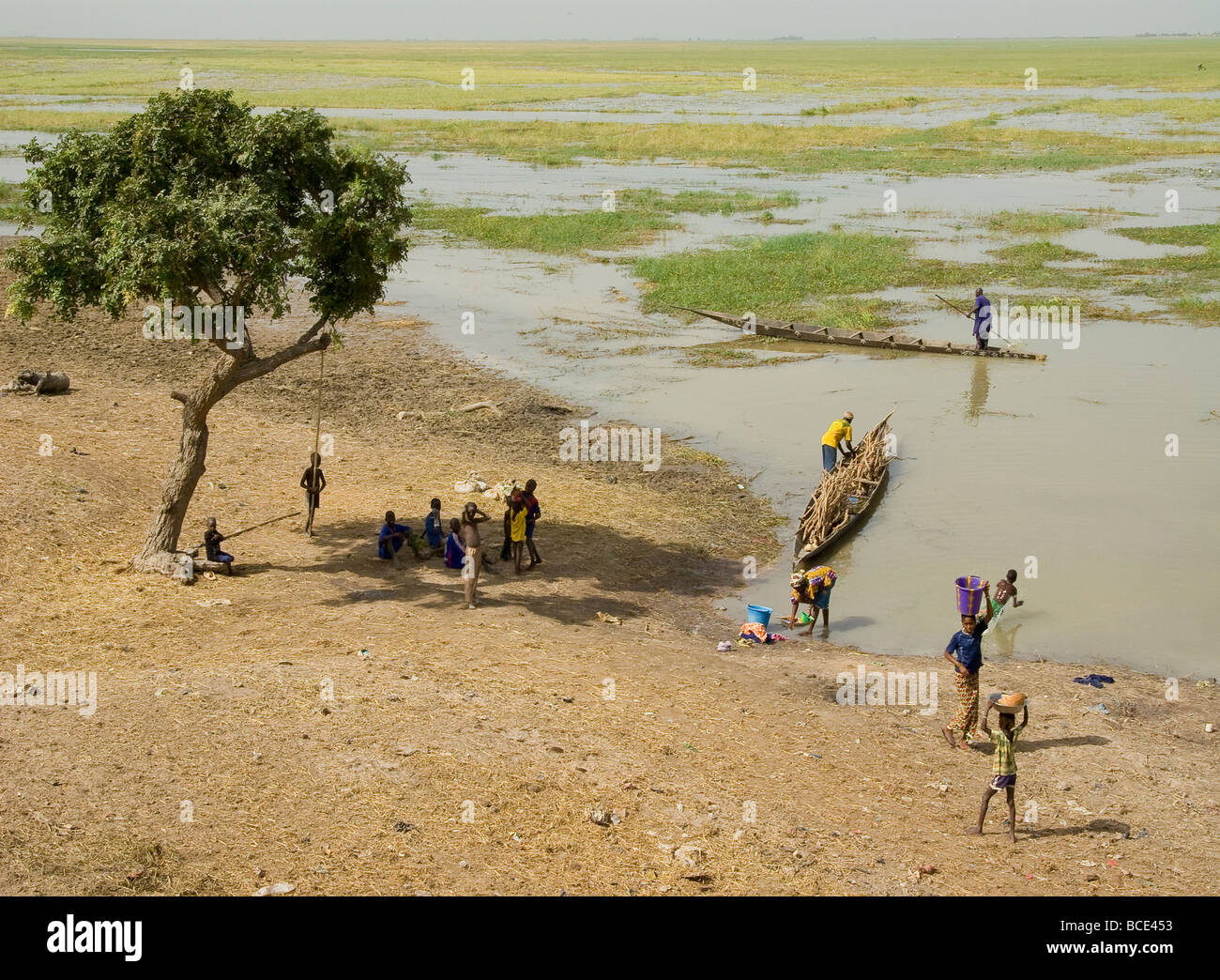 Mali. Il Sahel. Fiume Niger durante la stagione delle piogge. All'interno di delta. Foto Stock