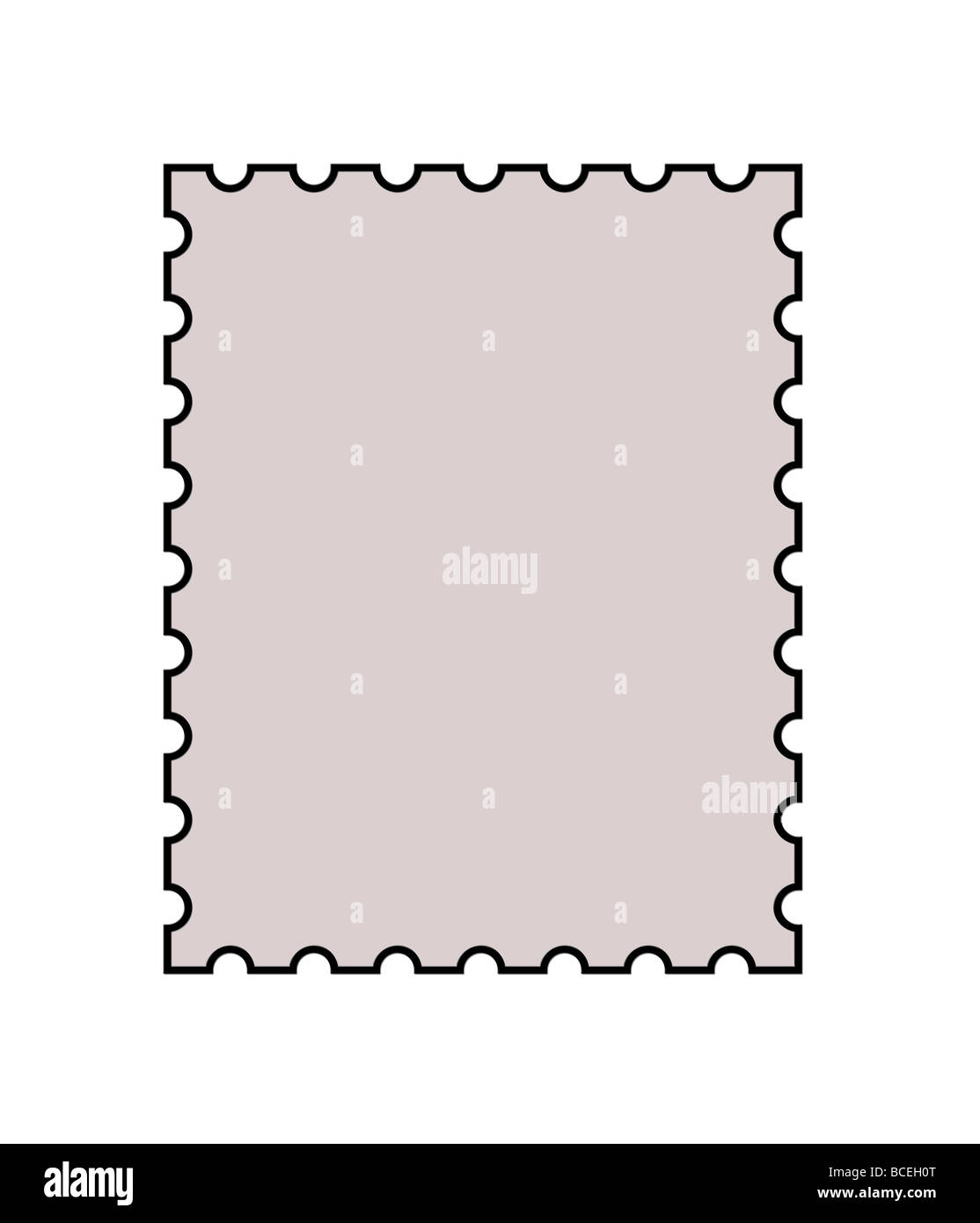 Blank francobollo con copia spazio nel centro isolato su sfondo bianco Foto Stock