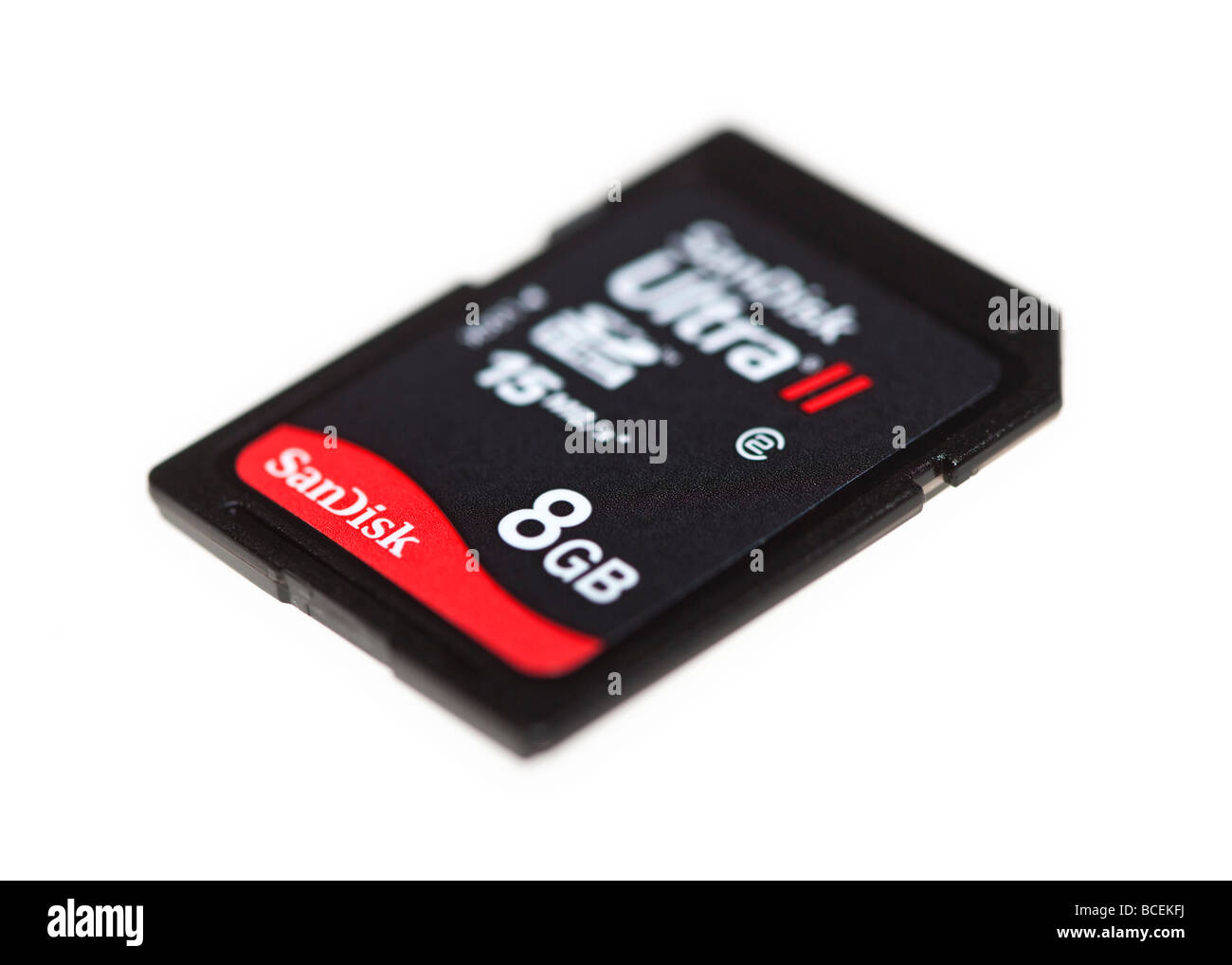 Un otto gigabyte 8GB SDHC memory card prodotte da Sandisk per uso nella fotocamera reflex digitale a obiettivo singolo e le fotocamere compatte Foto Stock