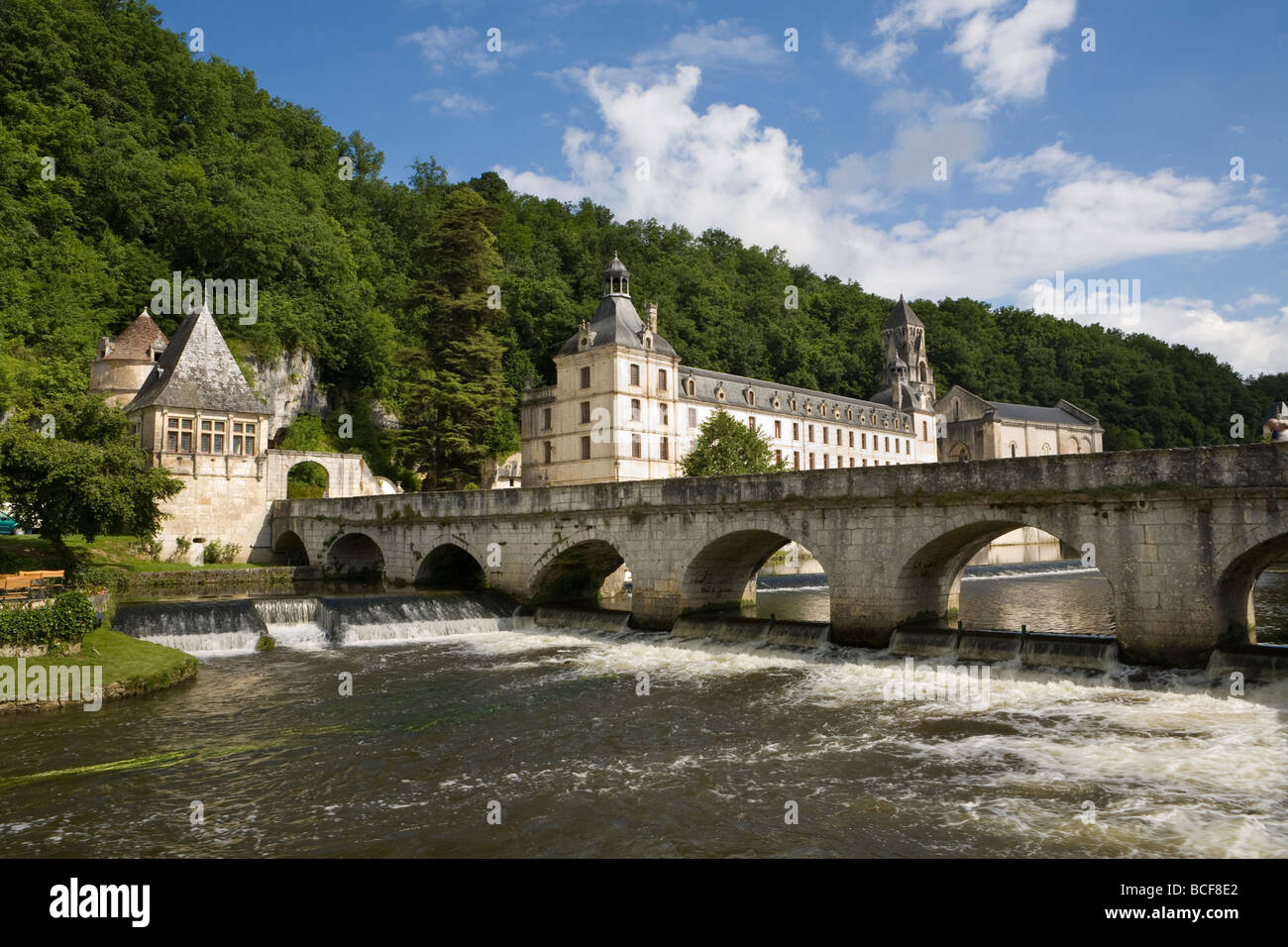 Brantome Abbey, Dordogne, Francia Foto Stock