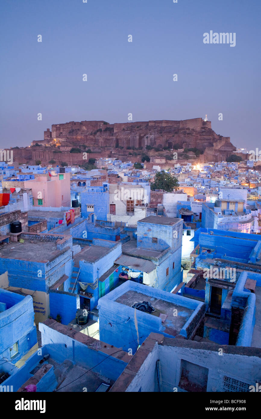 Tetti, Jodhpur (città blu), il Rajasthan, India Foto Stock