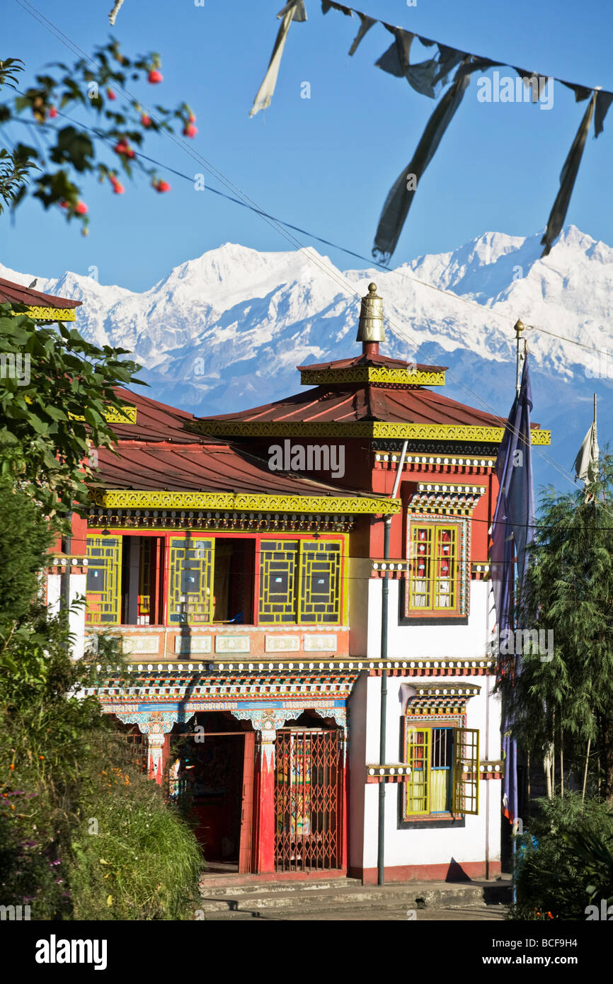 India Bengala Occidentale, Darjeeling, Bhutia Busty Gompa & Kangchendzonga Foto Stock