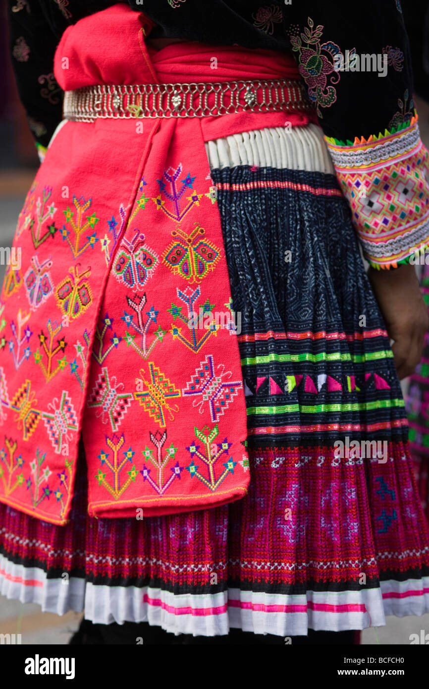 Thailandia, Triangolo Dorato, Chiang Mai il dettaglio del tradizionale costume etnica Foto Stock